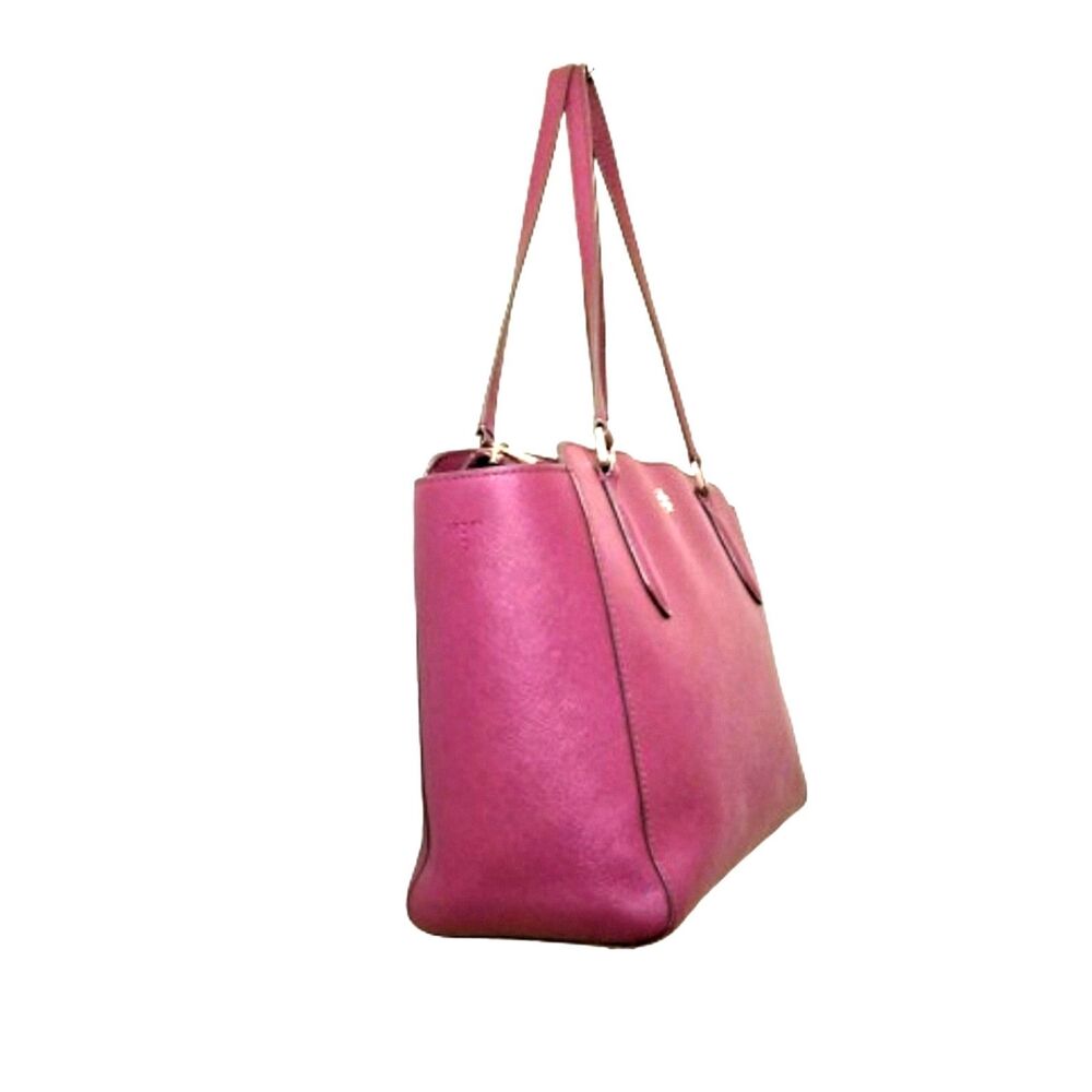 TORY BURCH Maroon Emerson Bag Saffiano Leather Top Zipper Handle Satchel Dk Red - Picture 3 of 15